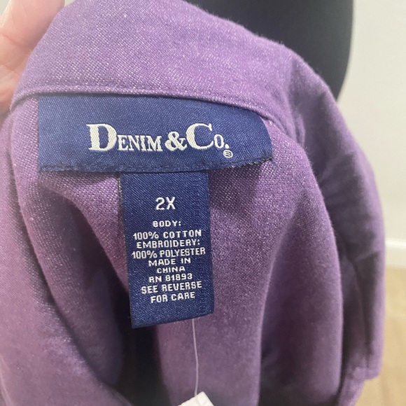 Denim & Co QVC Lite Purple Jacket w Pleated Back Embroidered Sz 2X Cute&casual - Picture 5 of 5